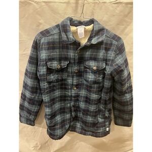 Tommy Bahama Boy's Flannel Plaid Shirt Jacket Youth Size XL 14 Sherpa Lined